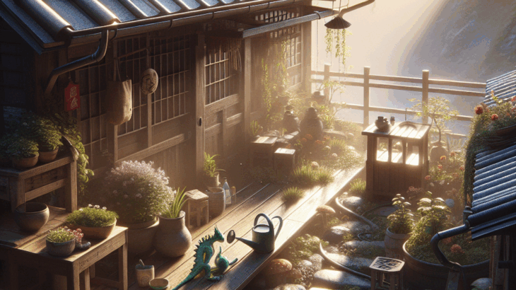 秘密の屋上菜園：忘れられたジョウロと風の足跡、龍の静かなるこだま