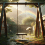 裏庭の錆びたブランコ：忘れられた約束と雨上がりの虹、静かなる追憶