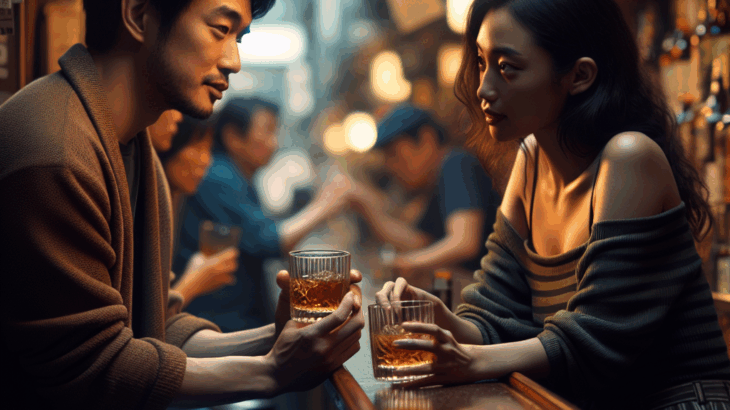 新宿ゴールデン街、深夜の邂逅：バーカウンターの隣人と琥珀色のウィスキー