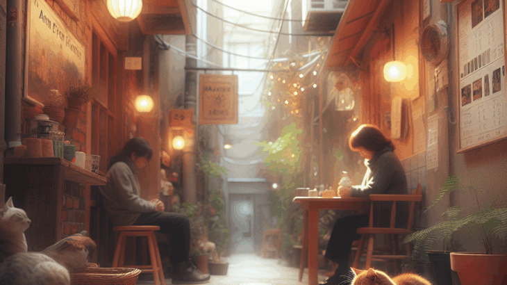 路地裏の猫カフェ「琥珀色の足跡」：温もりを分け合う、静かな午後