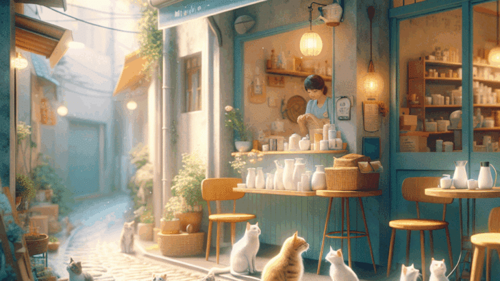 忘れられた横丁の猫カフェ「ミルク色の奇跡」：孤独を癒す温もり、過去と未来を結ぶ場所