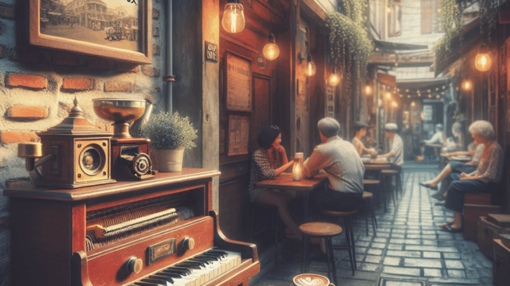 秘密の路地裏カフェ「古びたオルゴール」：ノスタルジックな旋律、失われた時間、温かいコーヒー