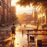 雨上がりの校庭と水たまりの記憶：少年時代の放課後、琥珀色の追憶