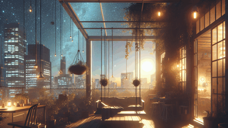 秘密の屋上庭園「星屑のブランコ」：都市のオアシス、忘れられた約束と輝く星空