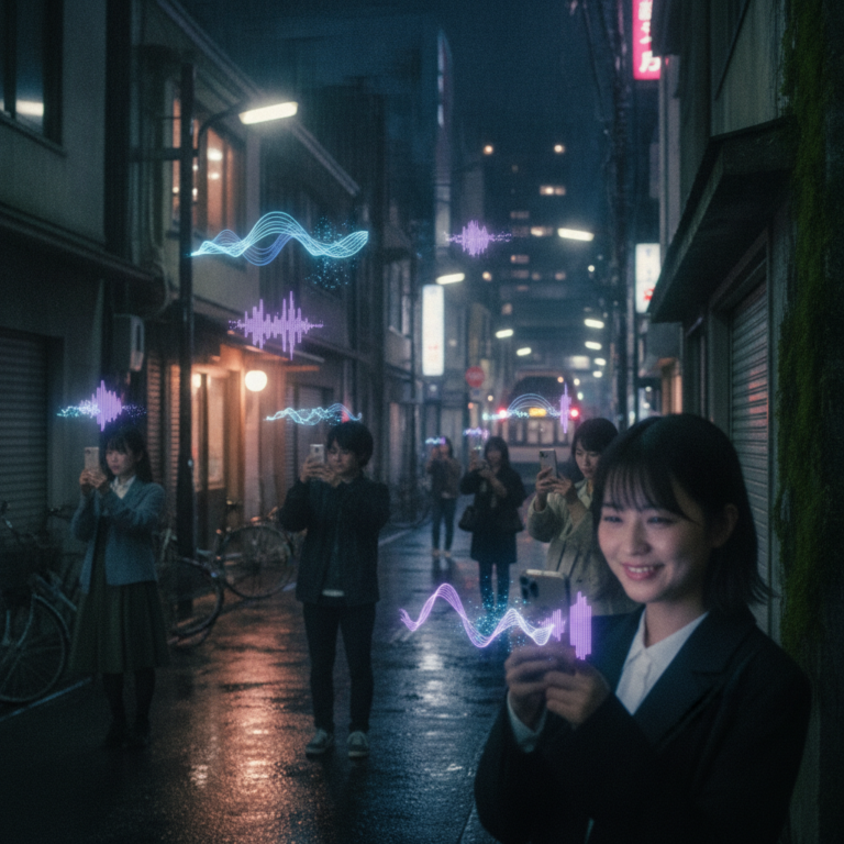 透明な声が都市を漂う：ARが描く、路地裏のささやかな軌跡