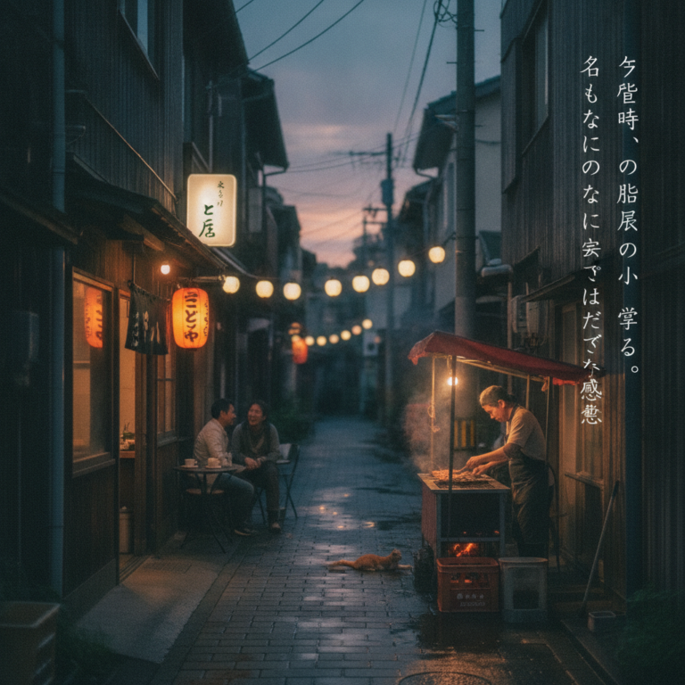 夕暮れ時、住宅街の路地裏に灯る小さな営み：名もなき日常に息づく静かな感動
