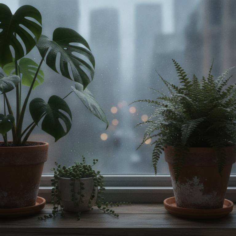 湿度を帯びた都市の呼吸、鉢植えの緑に刻まれる静かなる生