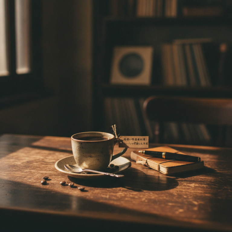 薄暗い喫茶店の均衡：コーヒーの苦味と静かな救済