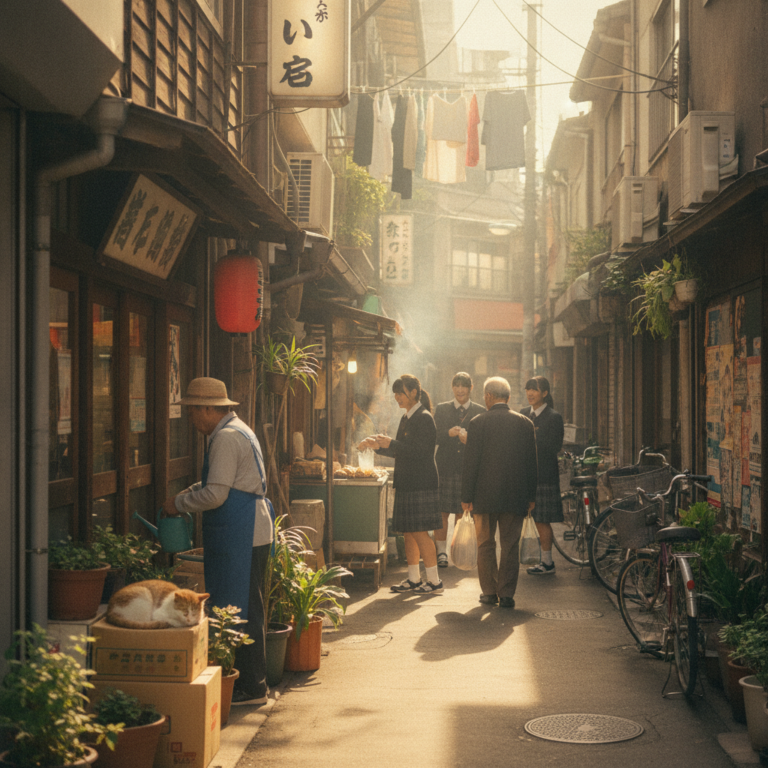 地元の裏路地で見つけた、昼下がりの商店街に息づく穏やかな暮らしの音