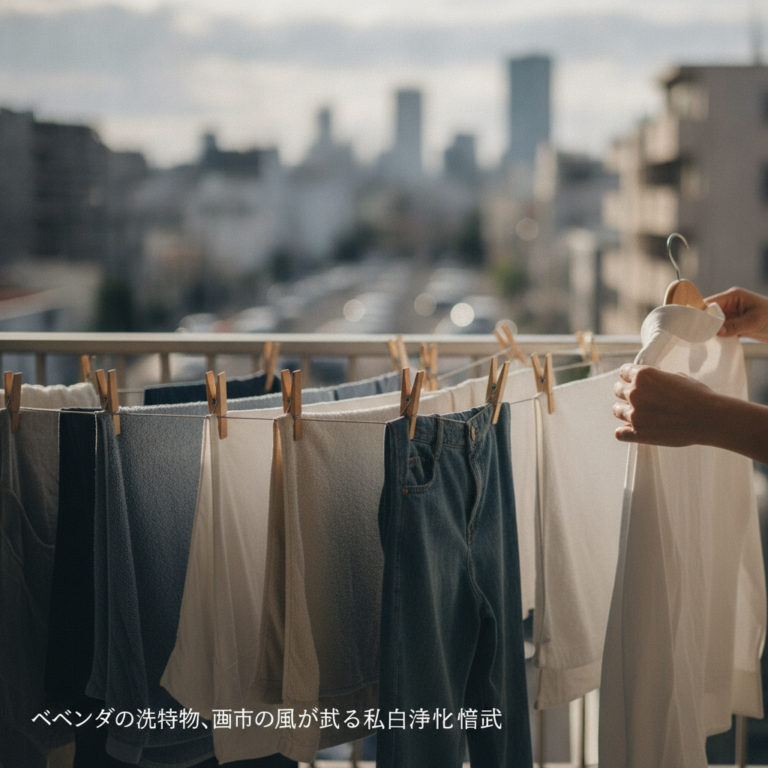 ベランダの洗濯物、都市の風が刻む私的浄化の儀式