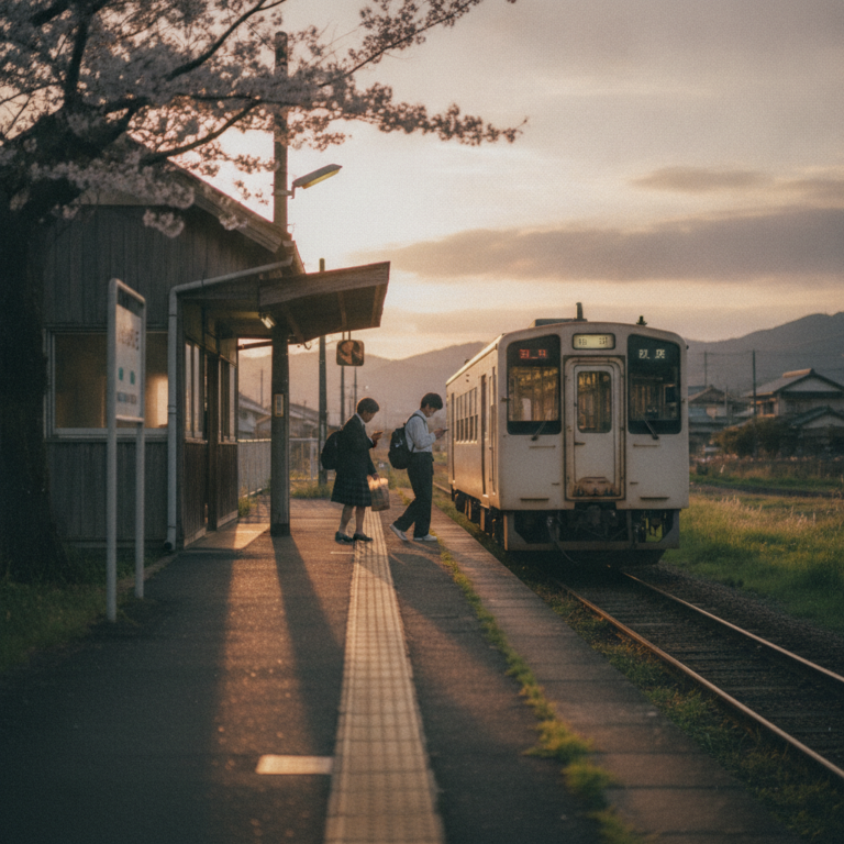 陽が傾く小さな無人駅で交差する、ささやかな日常の調べ
