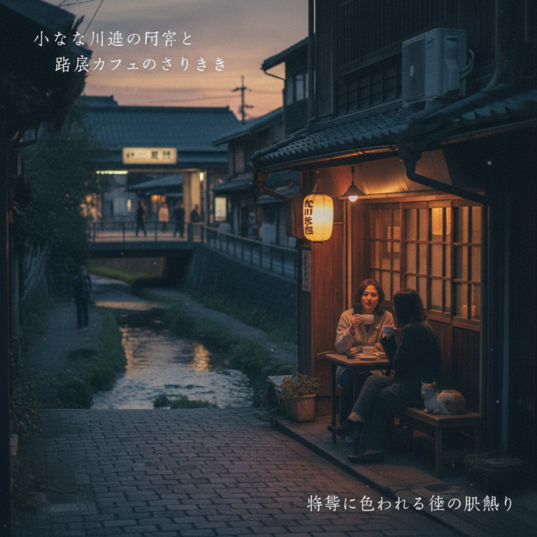 小さな川辺の日常と路地裏カフェのささやき：薄暮に包まれる街の肌触り