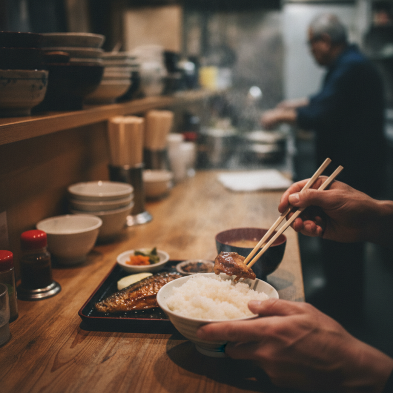 白米と煮魚の反復：路地裏の定食屋で垣間見る、都市の孤独な胃袋を癒す静かな営み