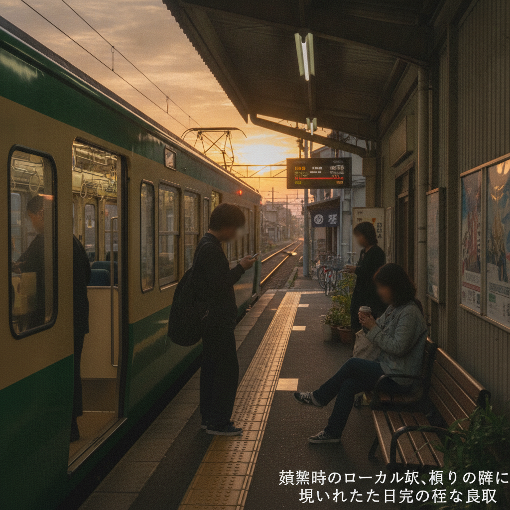 黄昏時のローカル駅、乗り換えの隙間に見つけた日常の静かな息吹